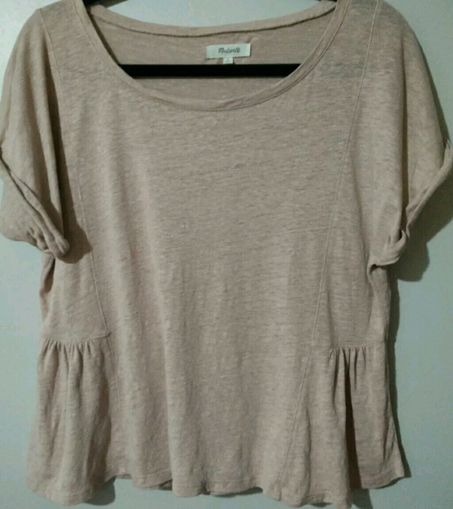 *SOLD*MADEWEL Dusty Rose Pink Shirt Ruffle Sides M